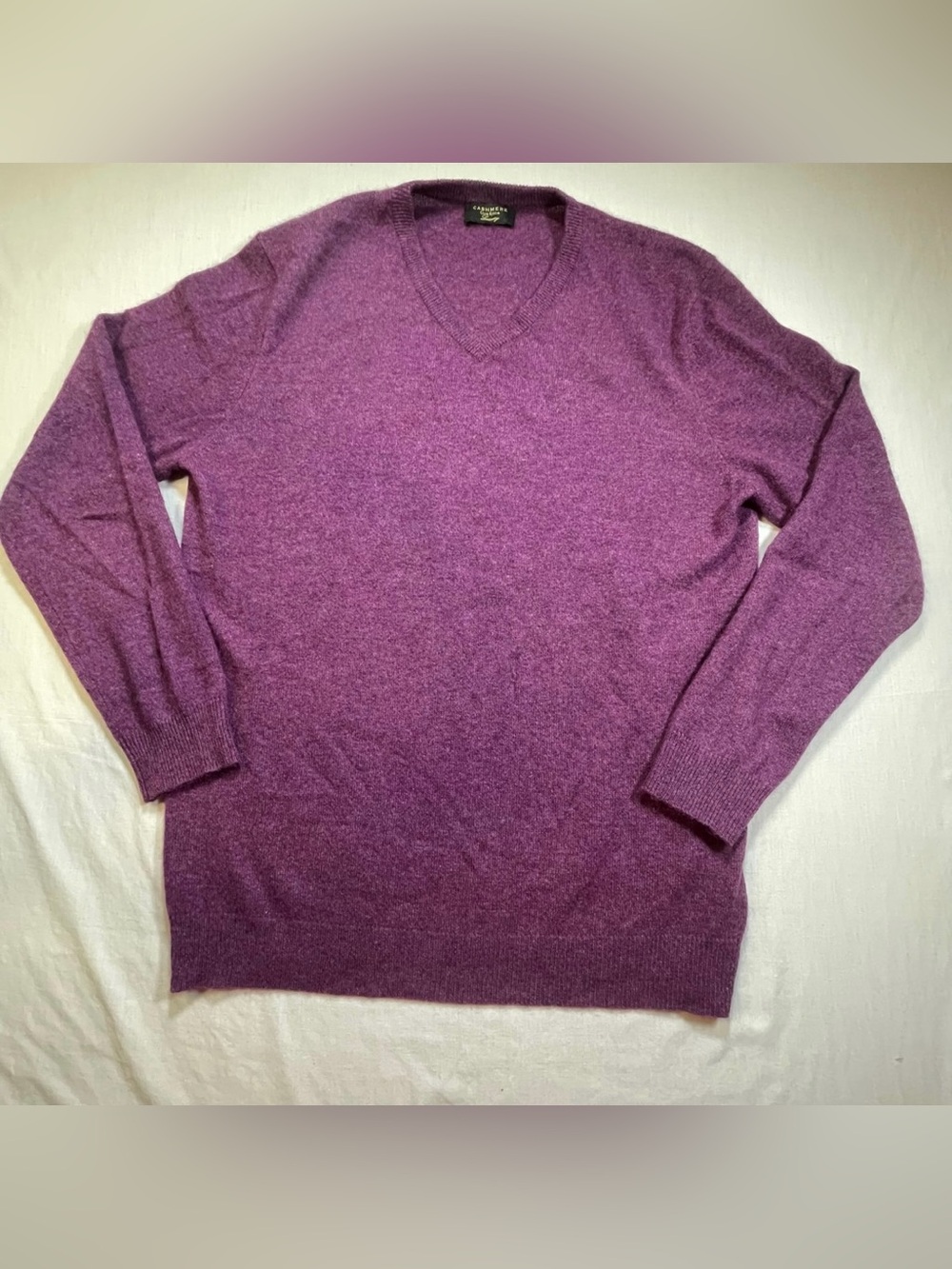Club Room Luxury Men’s L 100% Cashmere V-Neck Sweater Macy’s  Purple Preppy EUC